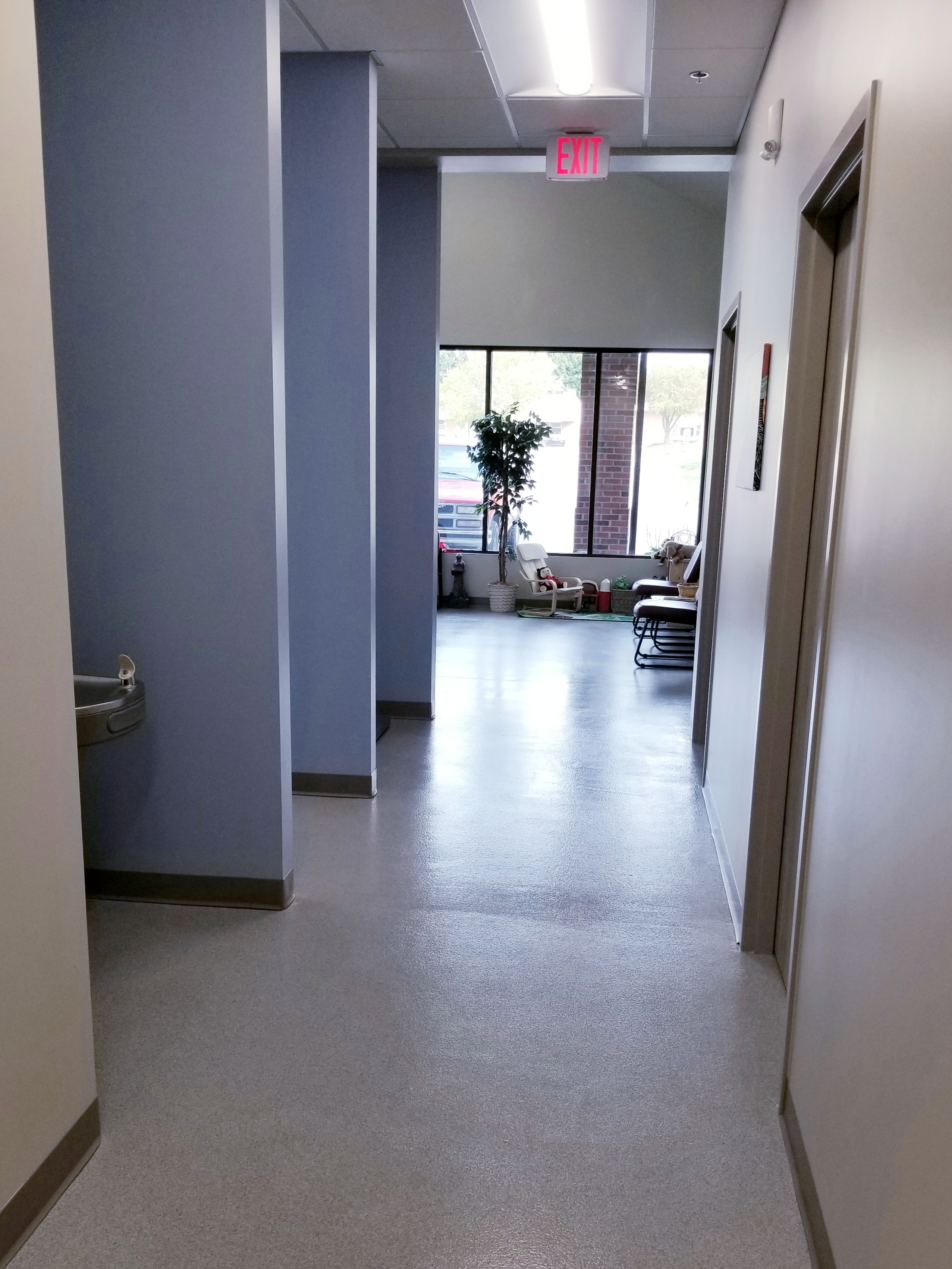 Hallway to lobby from lab